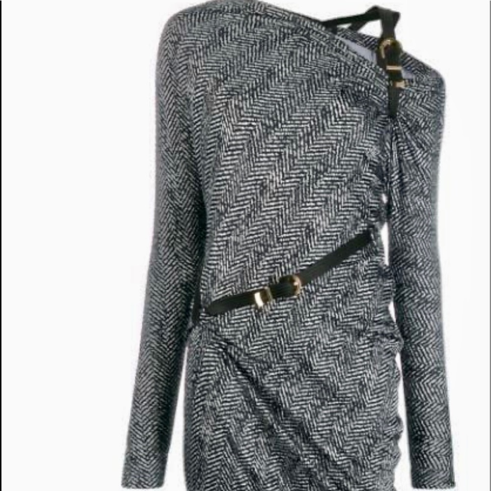 VERSACE BELTED DETAIL MIDI DRESS